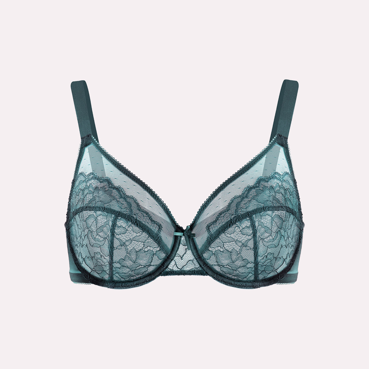 (Cardi B recommends)HSIA Enchante Lace Soft Mesh Blue Unlined Underwire Bra - HSIA