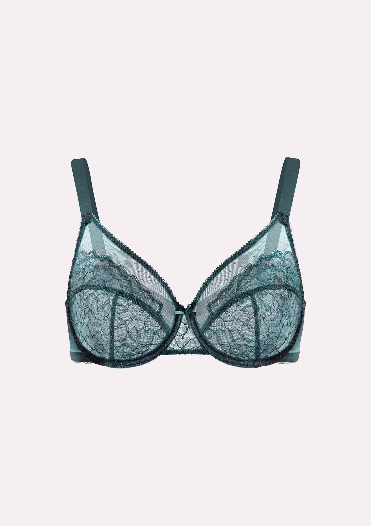 (Cardi B recommends)HSIA Enchante Lace Soft Mesh Blue Unlined Underwire Bra - HSIA
