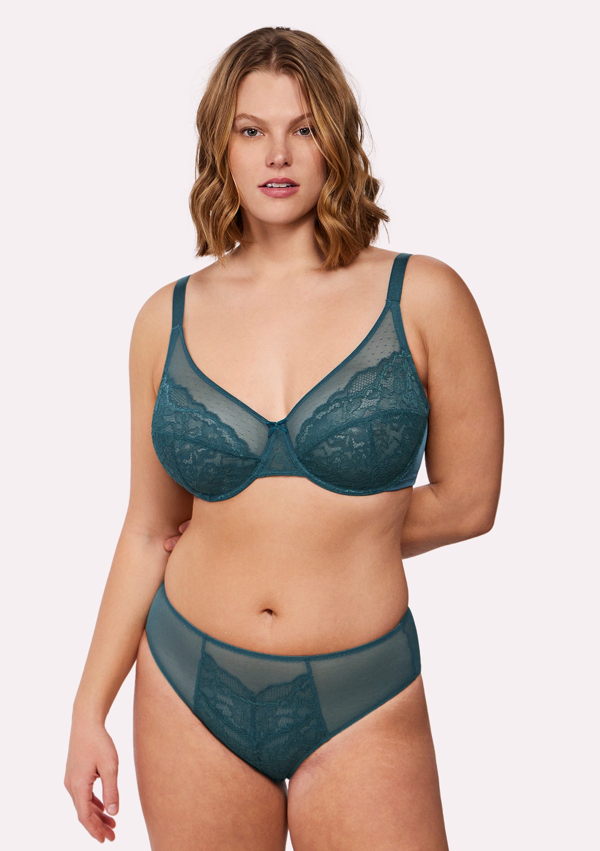 (Cardi B recommends)HSIA Enchante Lace Soft Mesh Blue Unlined Underwire Bra - HSIA