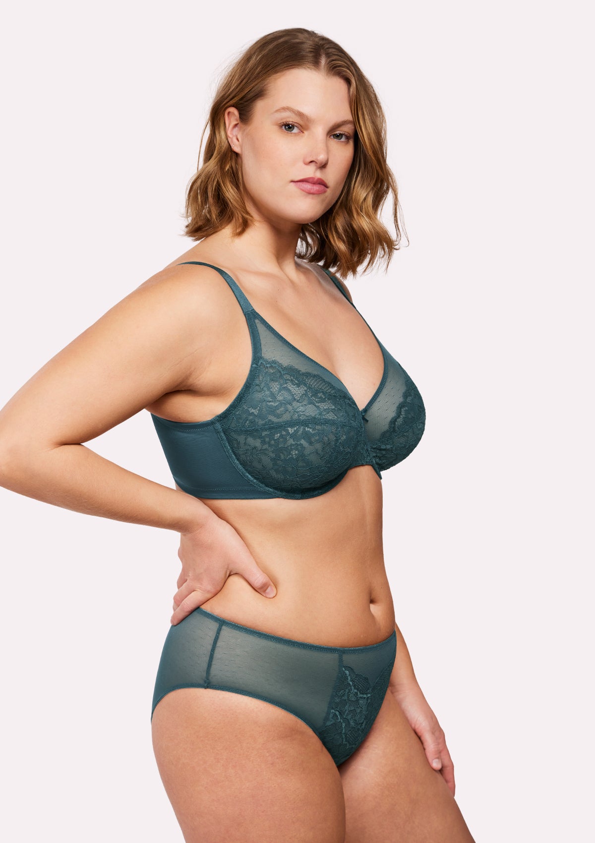 (Cardi B recommends)HSIA Enchante Lace Soft Mesh Blue Unlined Underwire Bra - HSIA