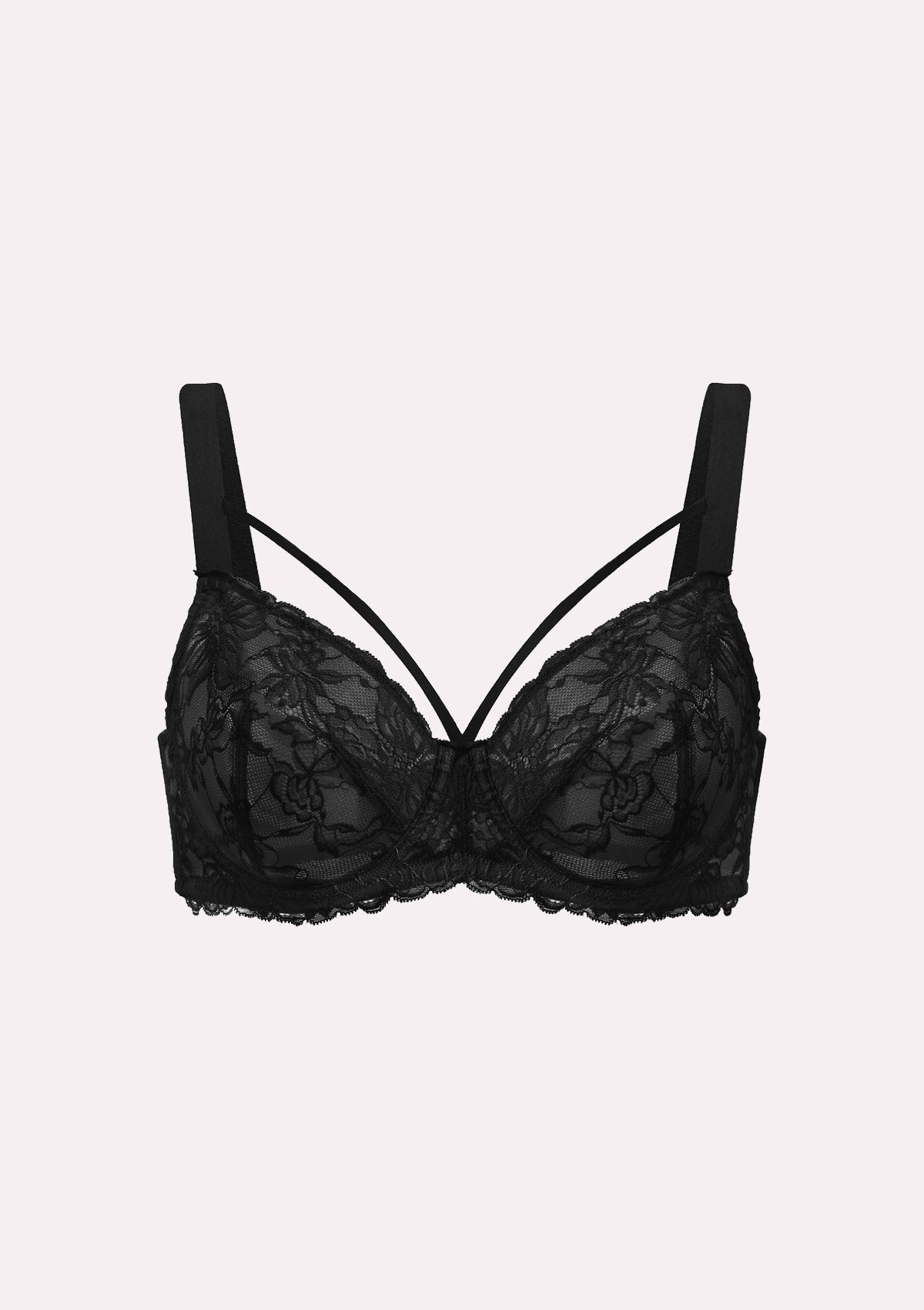 HSIA Pretty In Petals Black Unlined Strappy Lace Bra - HSIA