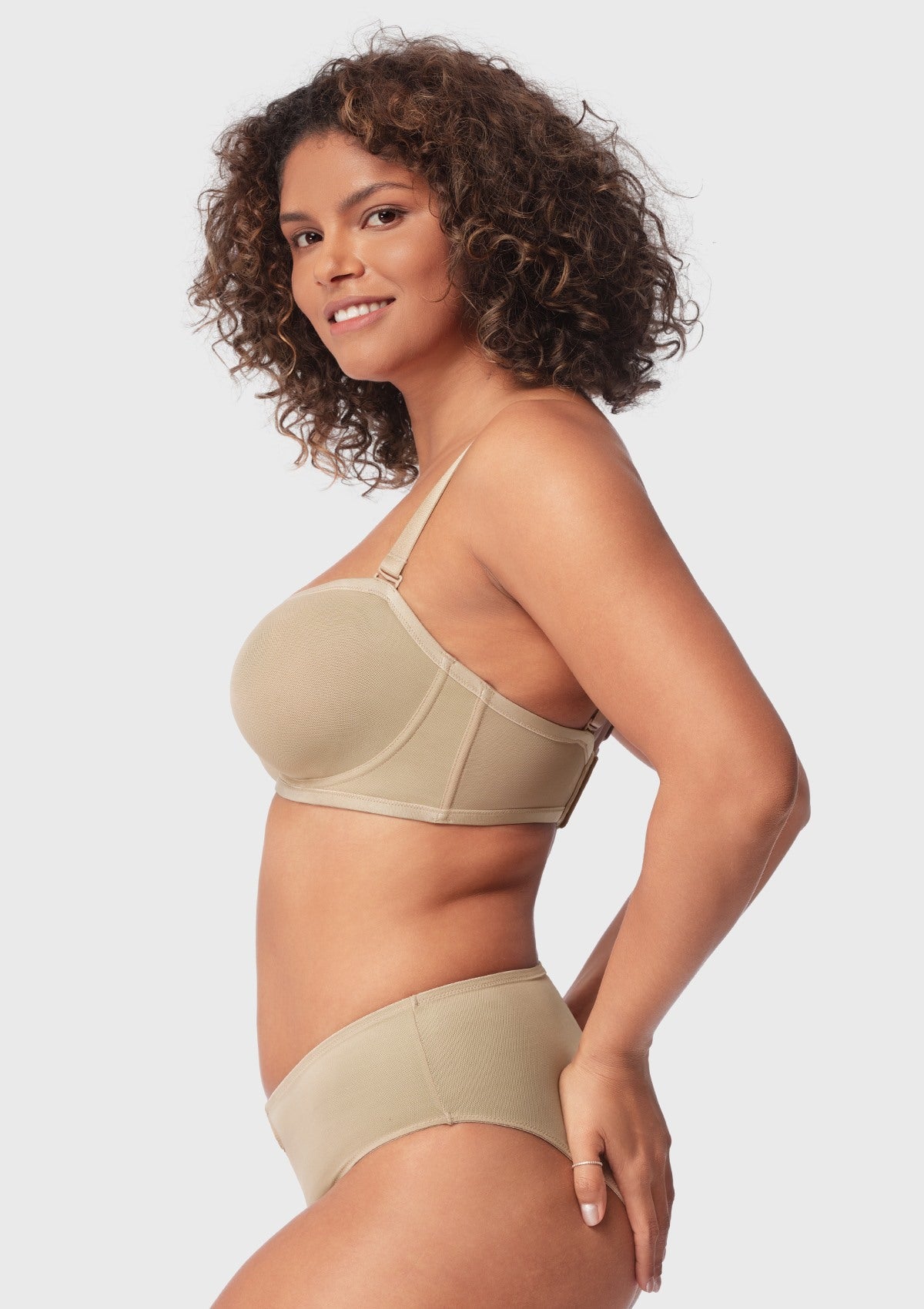 Bella Sheer Mesh Unlined Underwire Strapless Balconette Bra - HSIA