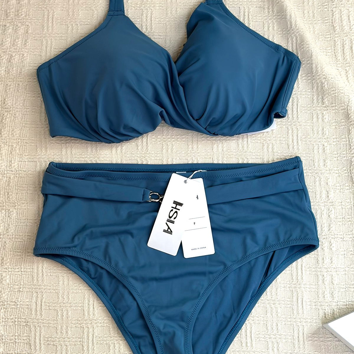 HSIA—Ruched Crisscross Front Underwire Swim Bikini Set