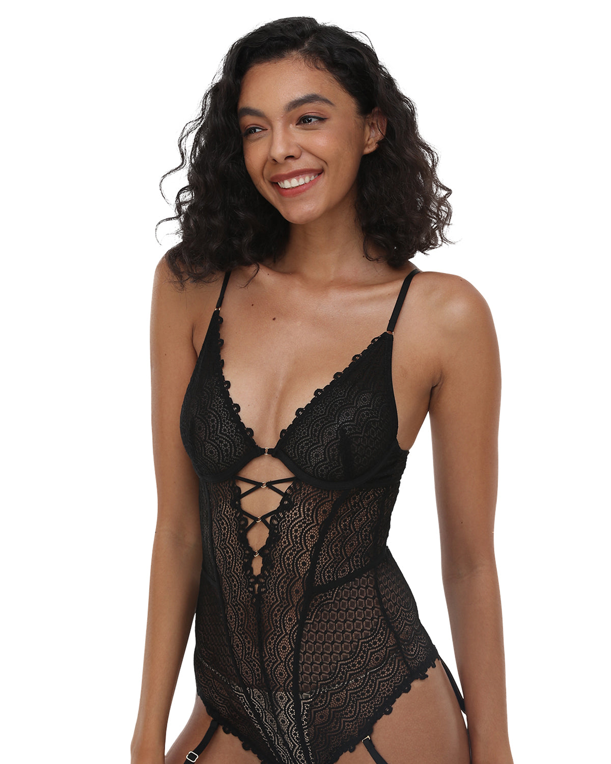 MOMSHIP Unlined Underwire Lace Low Back Teddy - HSIA