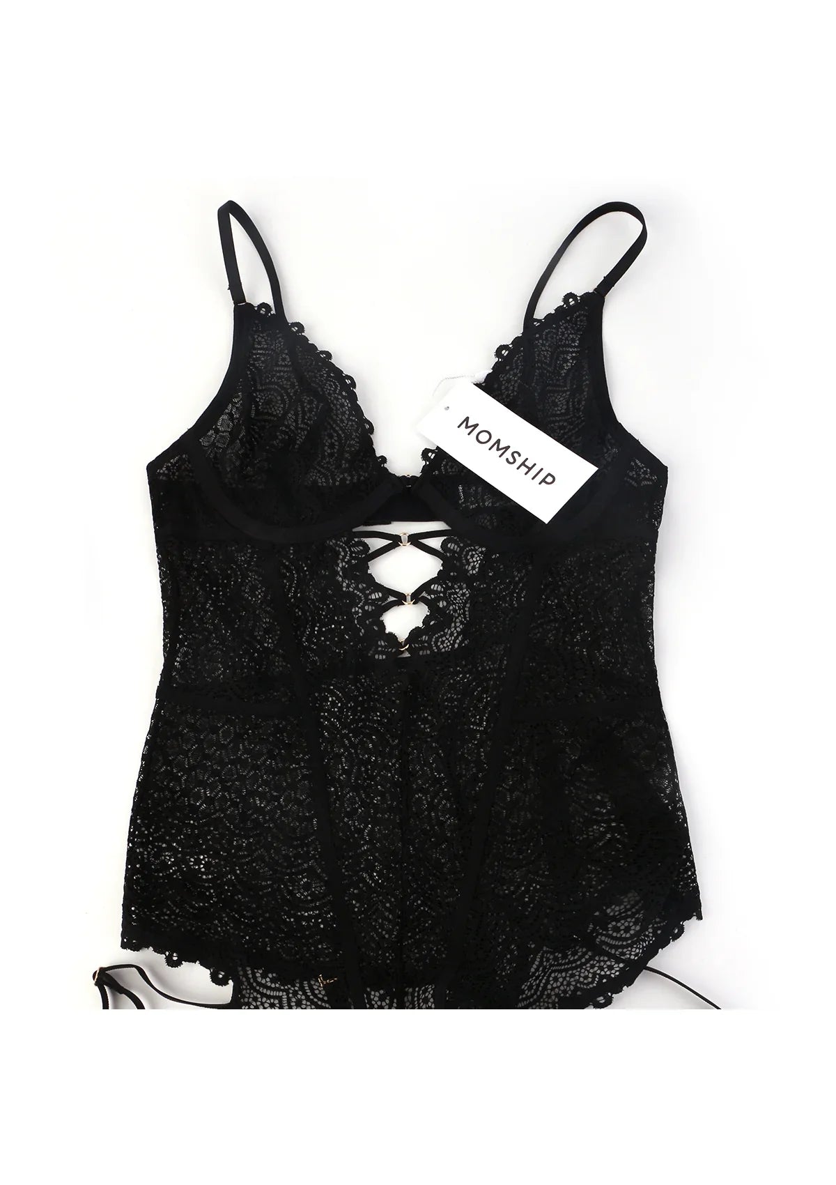 MOMSHIP Unlined Underwire Lace Low Back Teddy - HSIA