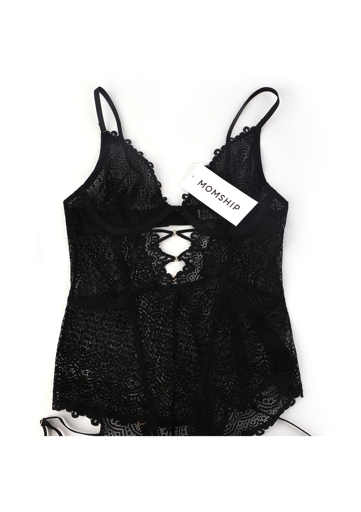 MOMSHIP Unlined Underwire Lace Low Back Teddy - HSIA