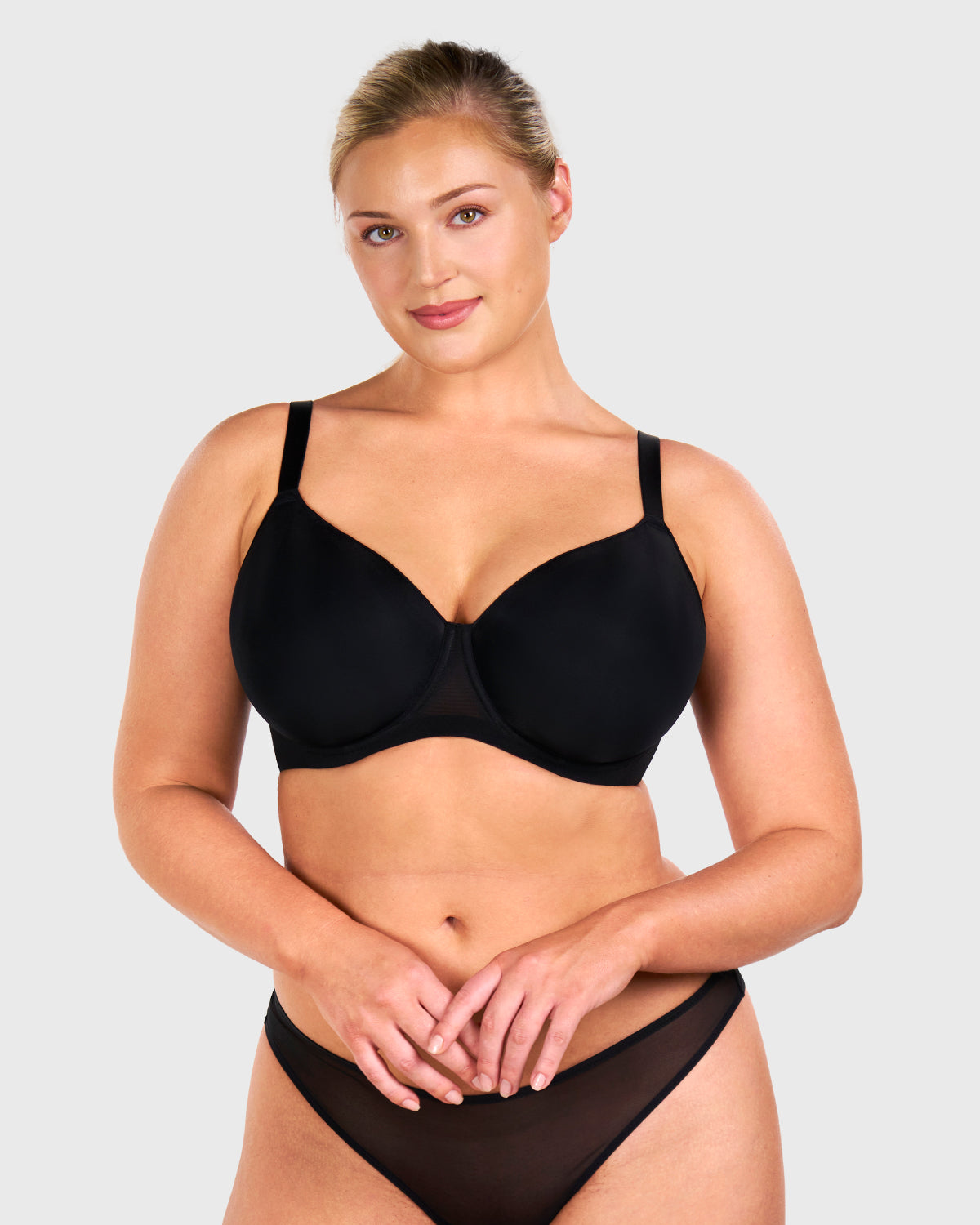 Sandwich Air Cup Smooth Mesh Lightly Padded Full Coverage Underwire T-Shirt Bra - HSIA