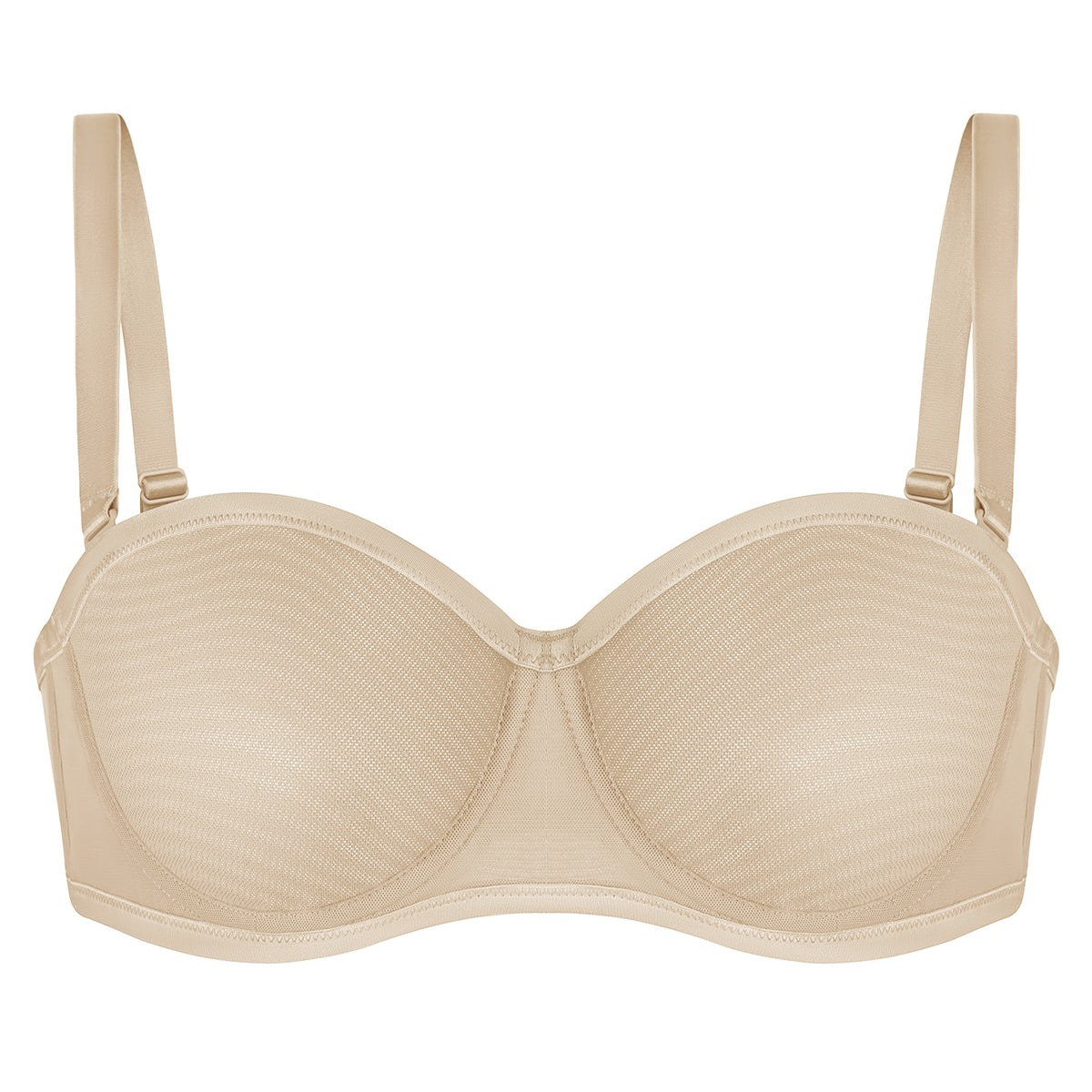 Bella Sheer Mesh Unlined Underwire Strapless Balconette Bra - HSIA