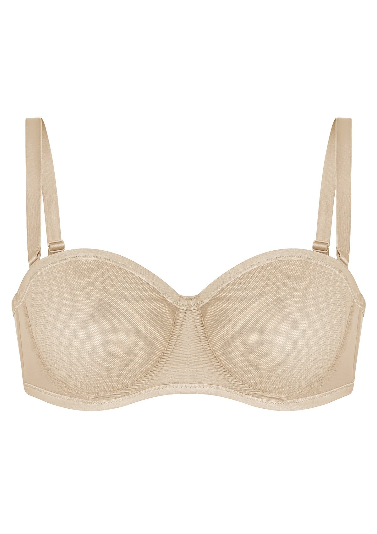 Bella Sheer Mesh Unlined Underwire Strapless Balconette Bra - HSIA