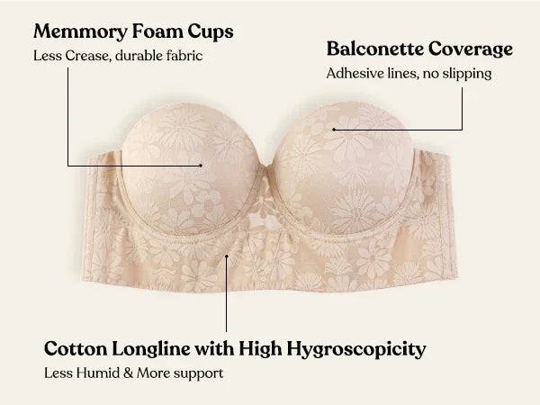 Daisy Lightly Padded Longline Underwire Strapless Balconette Bra - HSIA