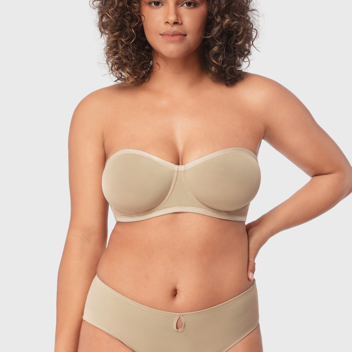 Bella Sheer Mesh Unlined Underwire Strapless Balconette Bra - HSIA