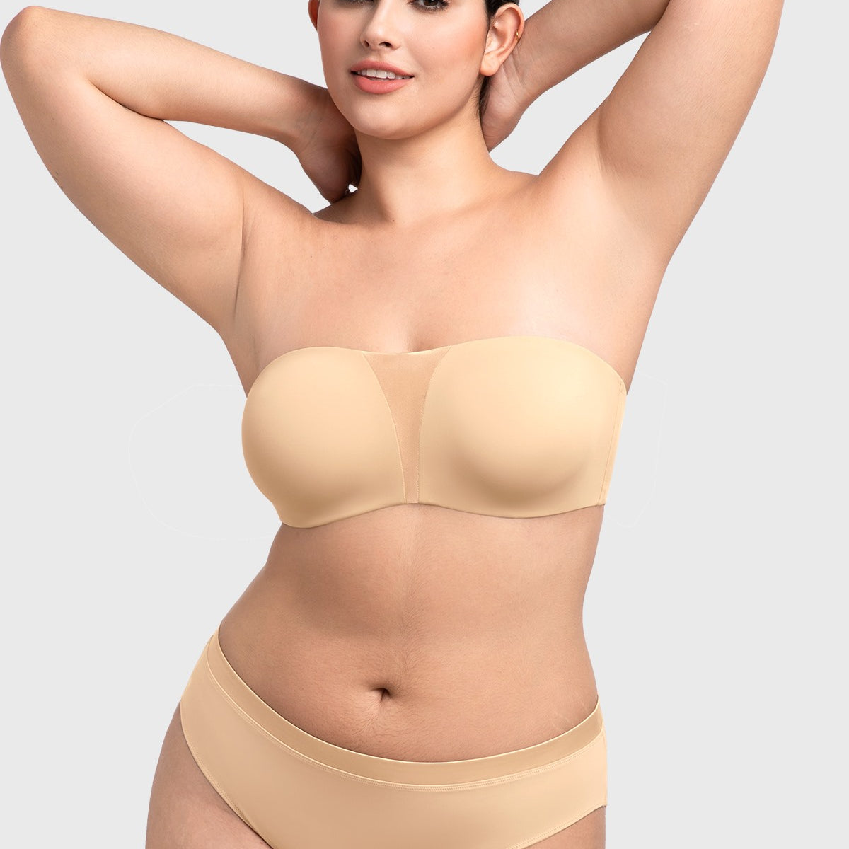 Fiery Unlined Seamless Comfort Underwire Plus Size Bandeau Strapless Coffee Bra