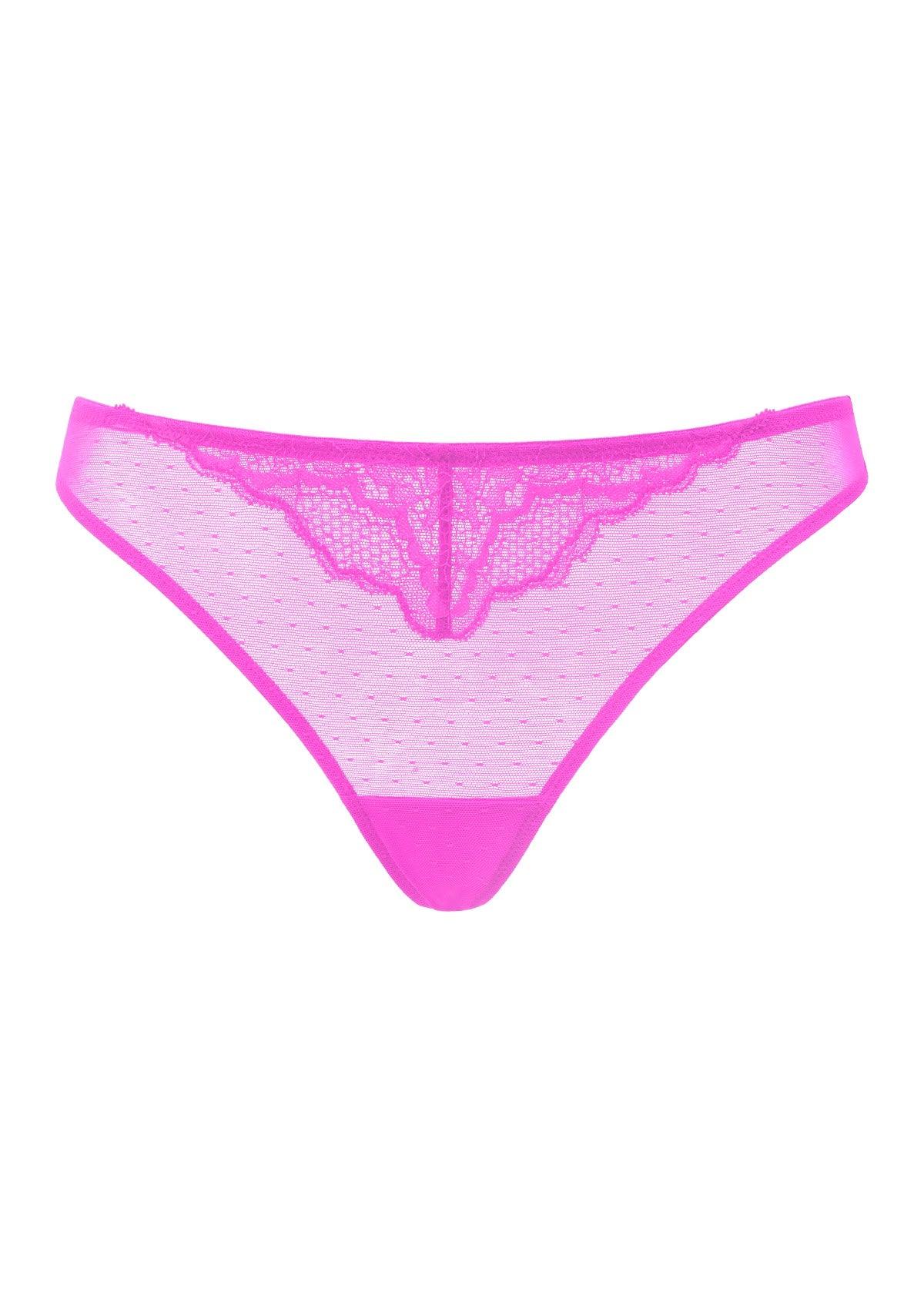 Enchante Floral Lace Sheer Mesh Back Thong Undewear - HSIA