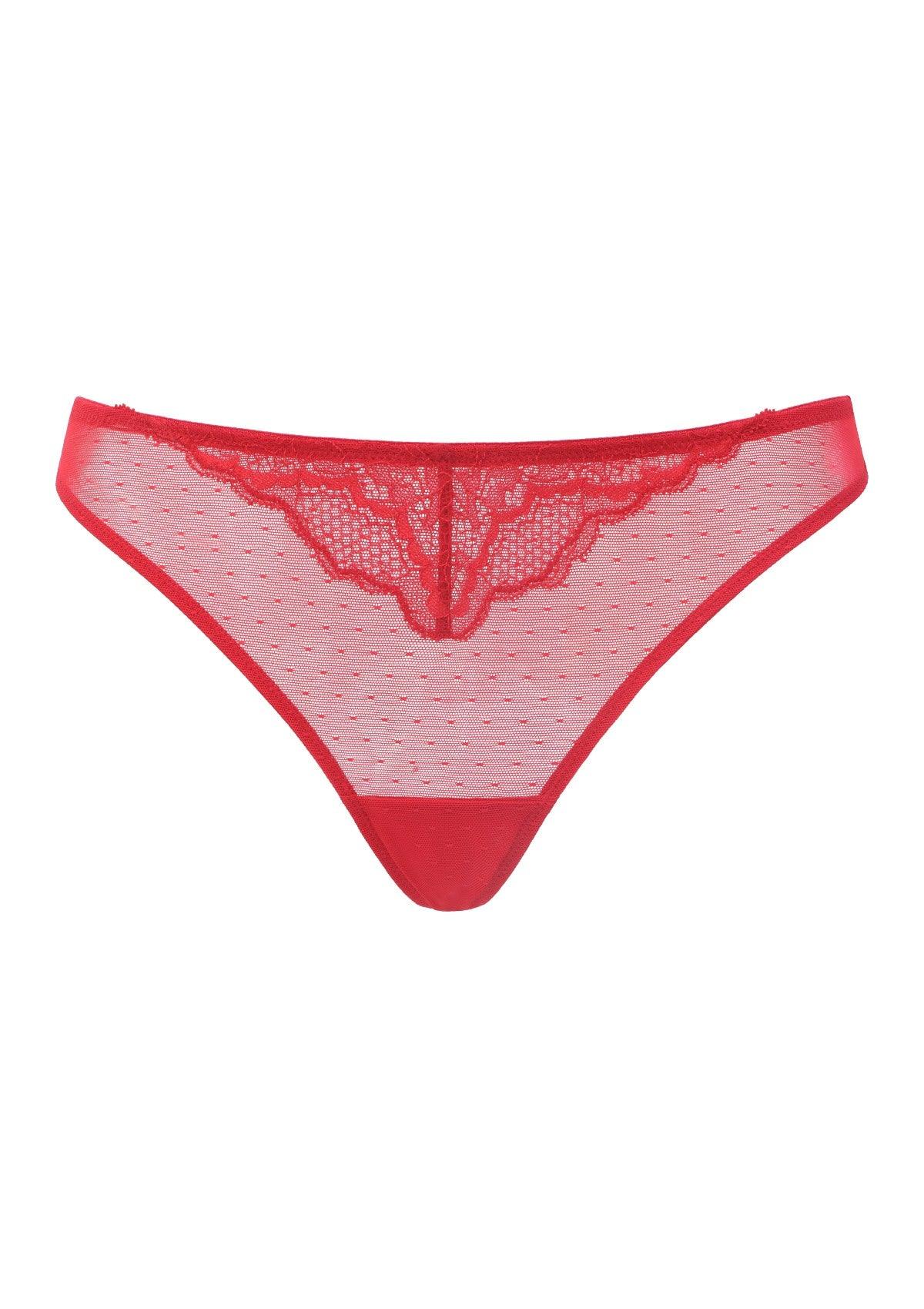 Enchante Floral Lace Sheer Mesh Back Thong Undewear - HSIA
