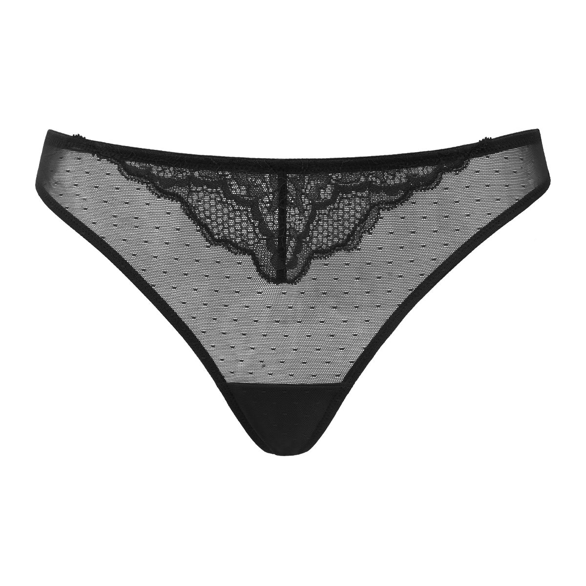 Enchante Floral Lace Sheer Mesh Back Thong Undewear - HSIA