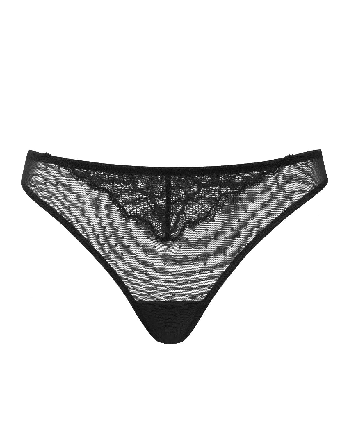 Enchante Floral Lace Sheer Mesh Back Thong Undewear - HSIA