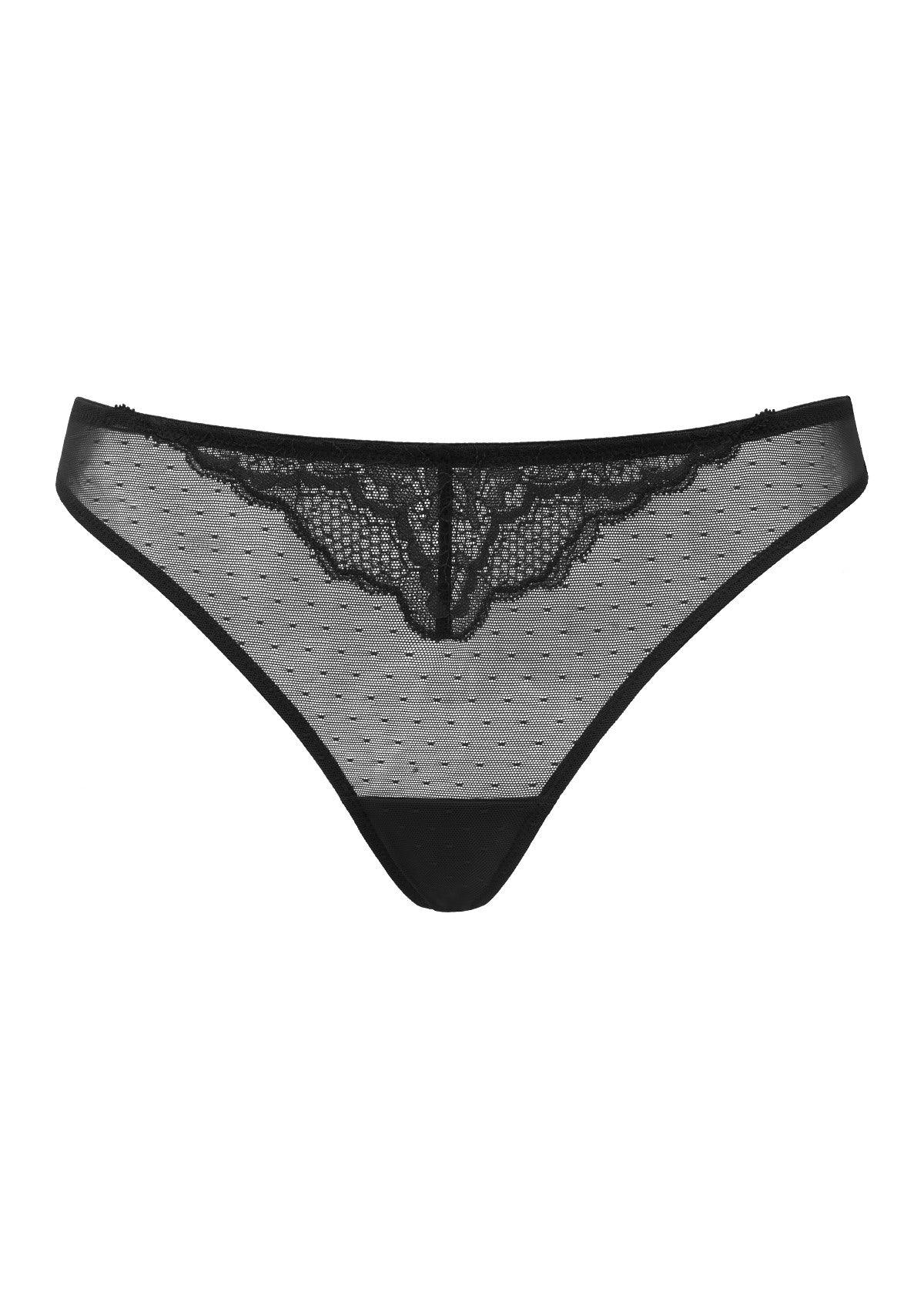 Enchante Floral Lace Sheer Mesh Back Thong Undewear - HSIA