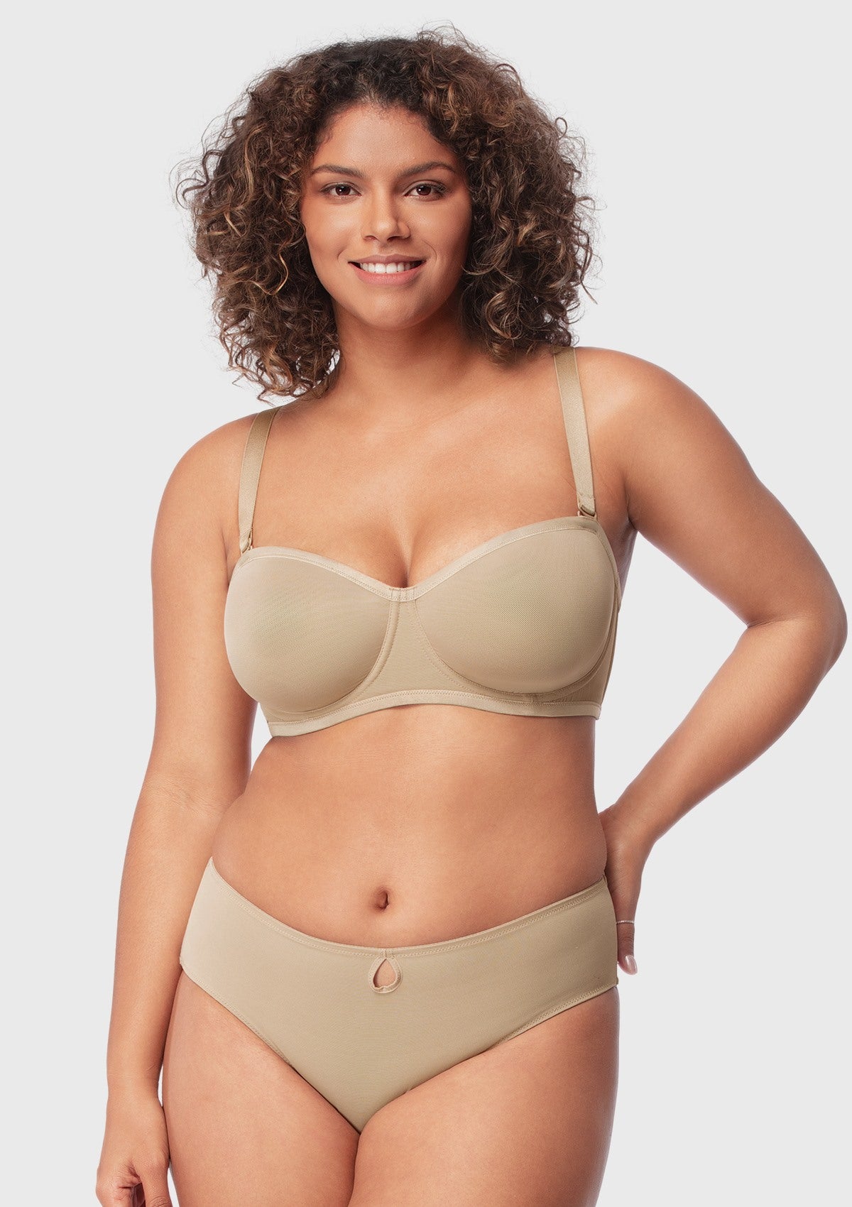 Bella Sheer Mesh Unlined Underwire Strapless Balconette Bra - HSIA
