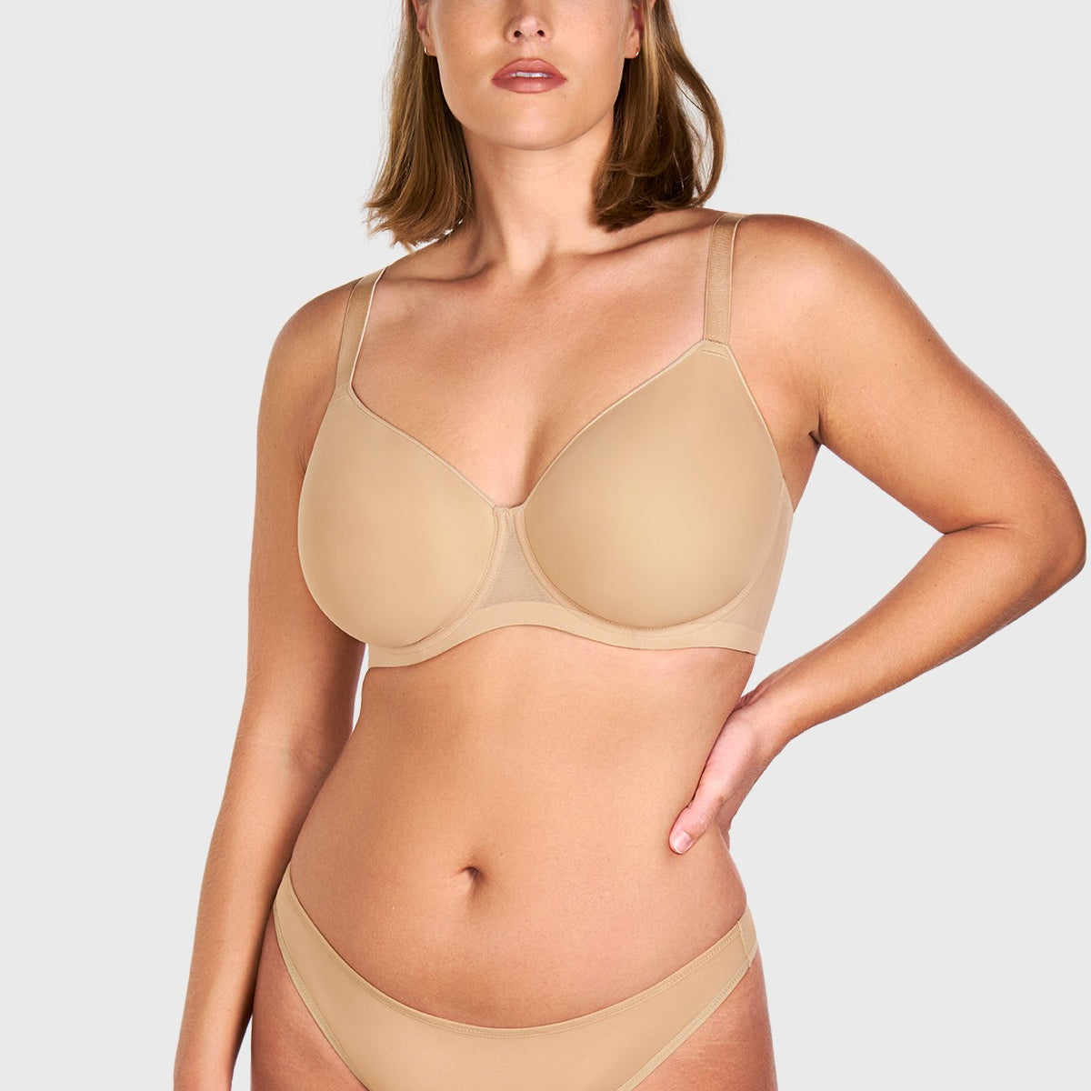 AirMesh Full Coverage Smooth Mesh Lightly Padded Lined Underwire T-Shirt Bra - HSIA