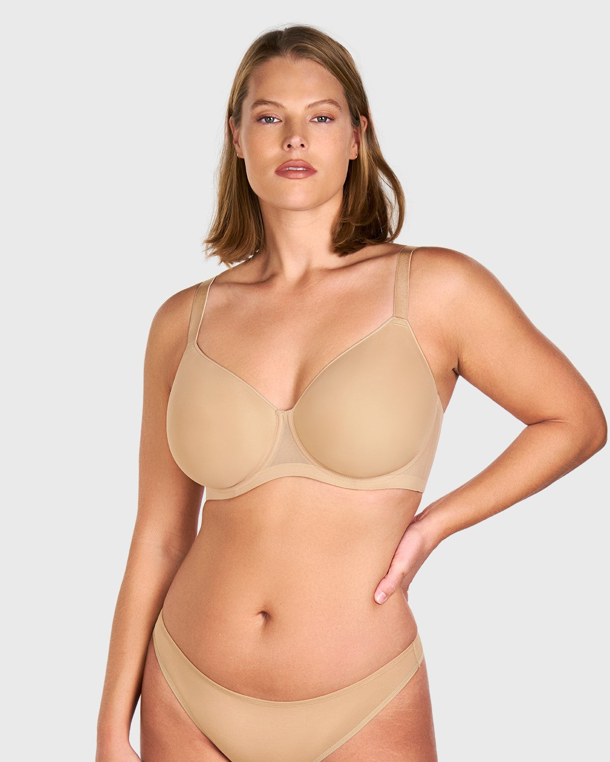 AirMesh Full Coverage Smooth Mesh Lightly Padded Lined Underwire T-Shirt Bra - HSIA