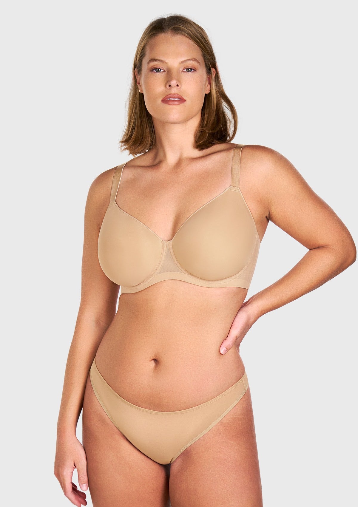 AirMesh Full Coverage Smooth Mesh Lightly Padded Lined Underwire T-Shirt Bra - HSIA