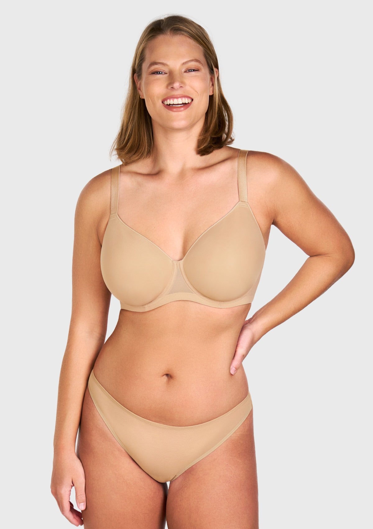 AirMesh Full Coverage Smooth Mesh Lightly Padded Lined Underwire T-Shirt Bra - HSIA