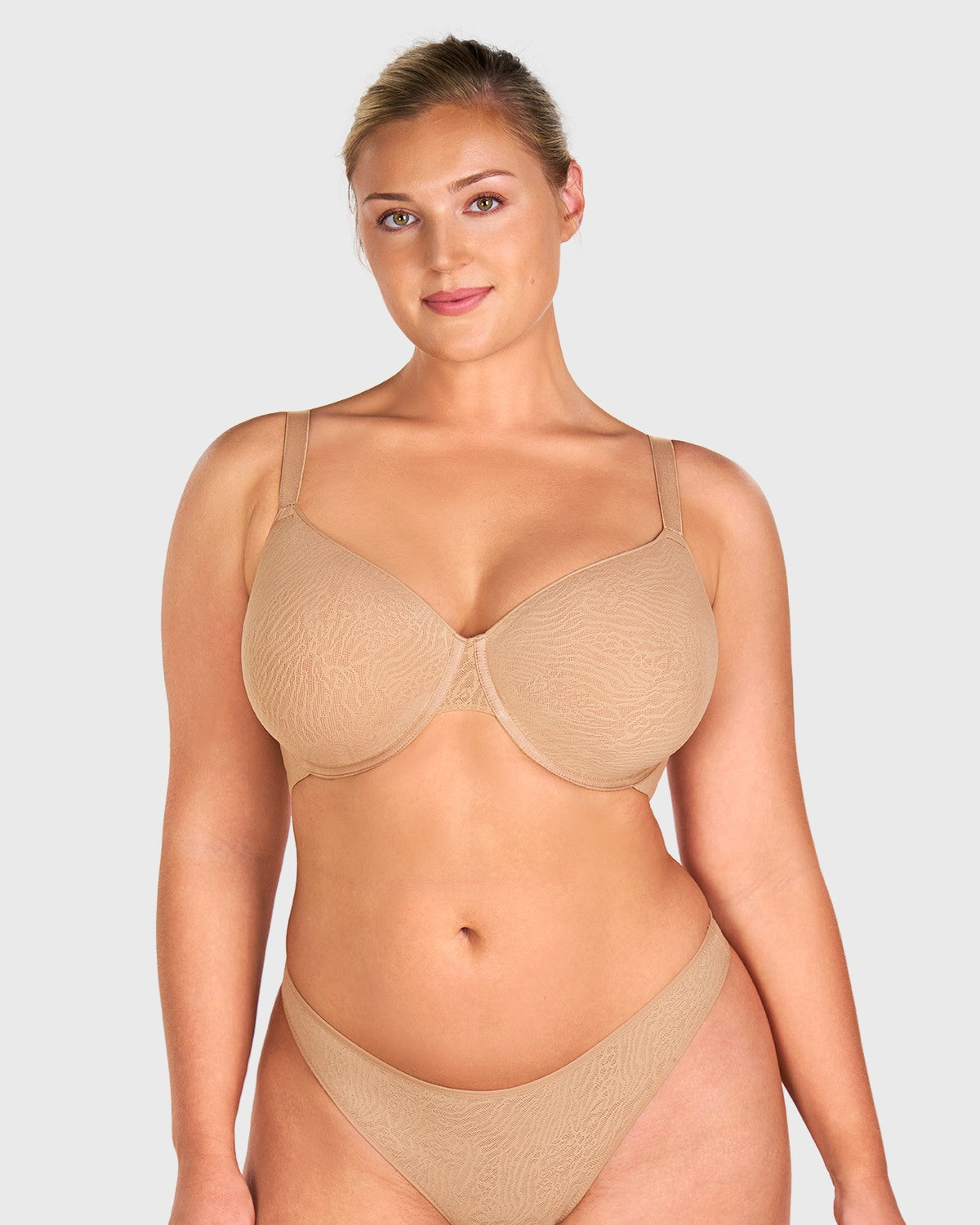 Sandwich Air cup Lace Detail Mesh Lightly Padded Full Coverage Underwire T-Shirt Bra - HSIA