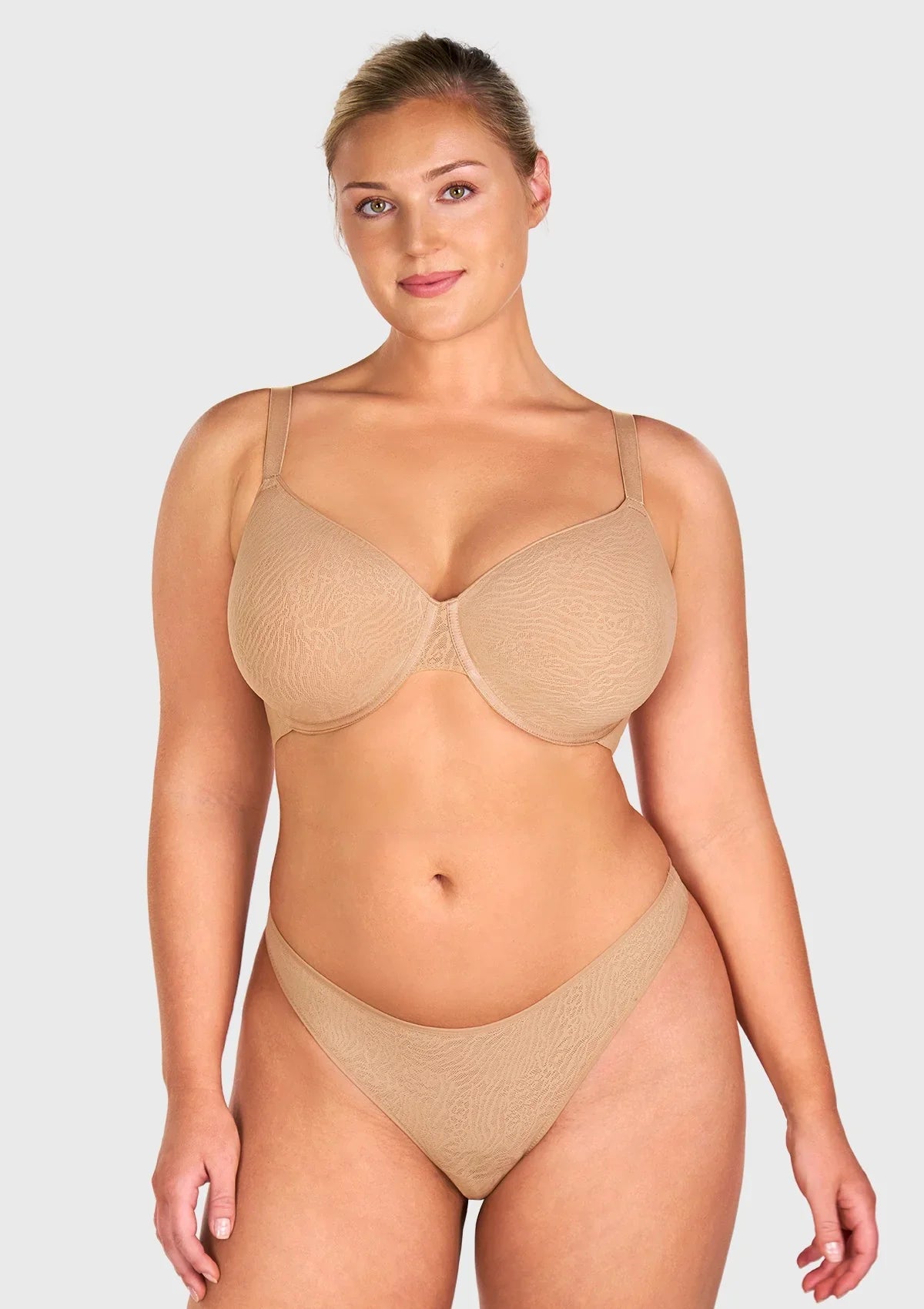 Sandwich Air cup Lace Detail Mesh Lightly Padded Full Coverage Underwire T-Shirt Bra - HSIA