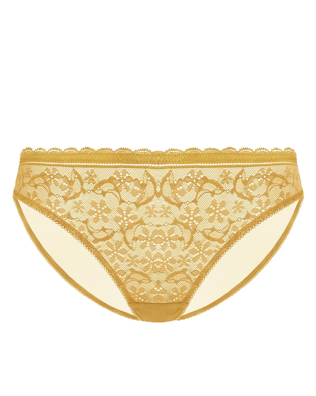 Anemone Lace Dolphin Mid-low Rise Ginger Bikini Underwear - HSIA