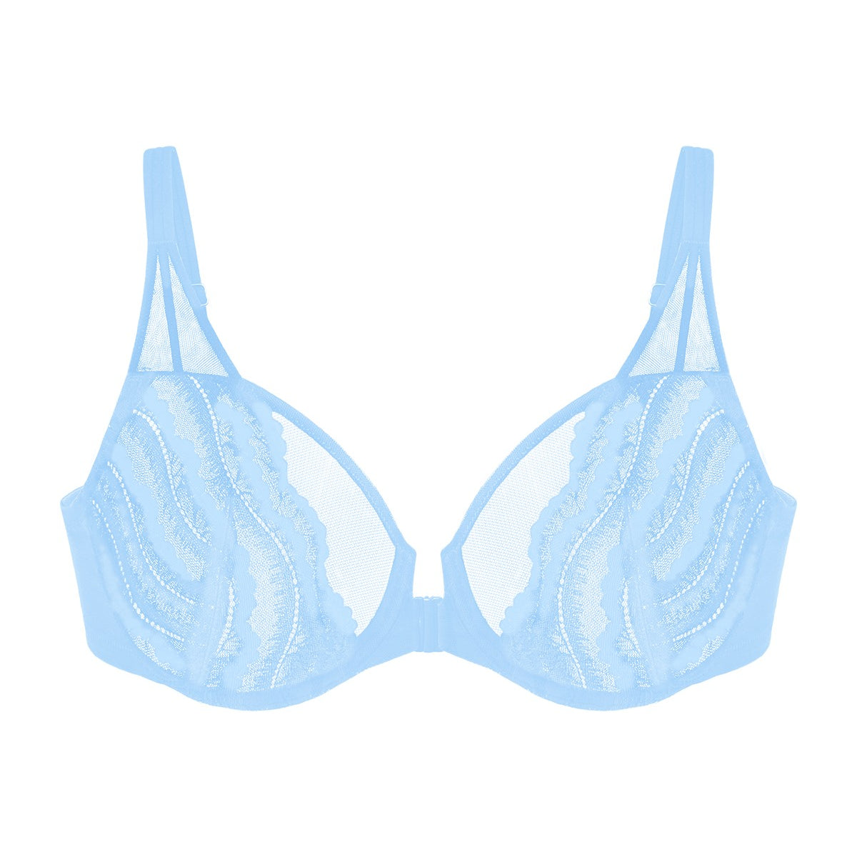 Aqua Passion Front-Close Unlined Lace Bra - HSIA