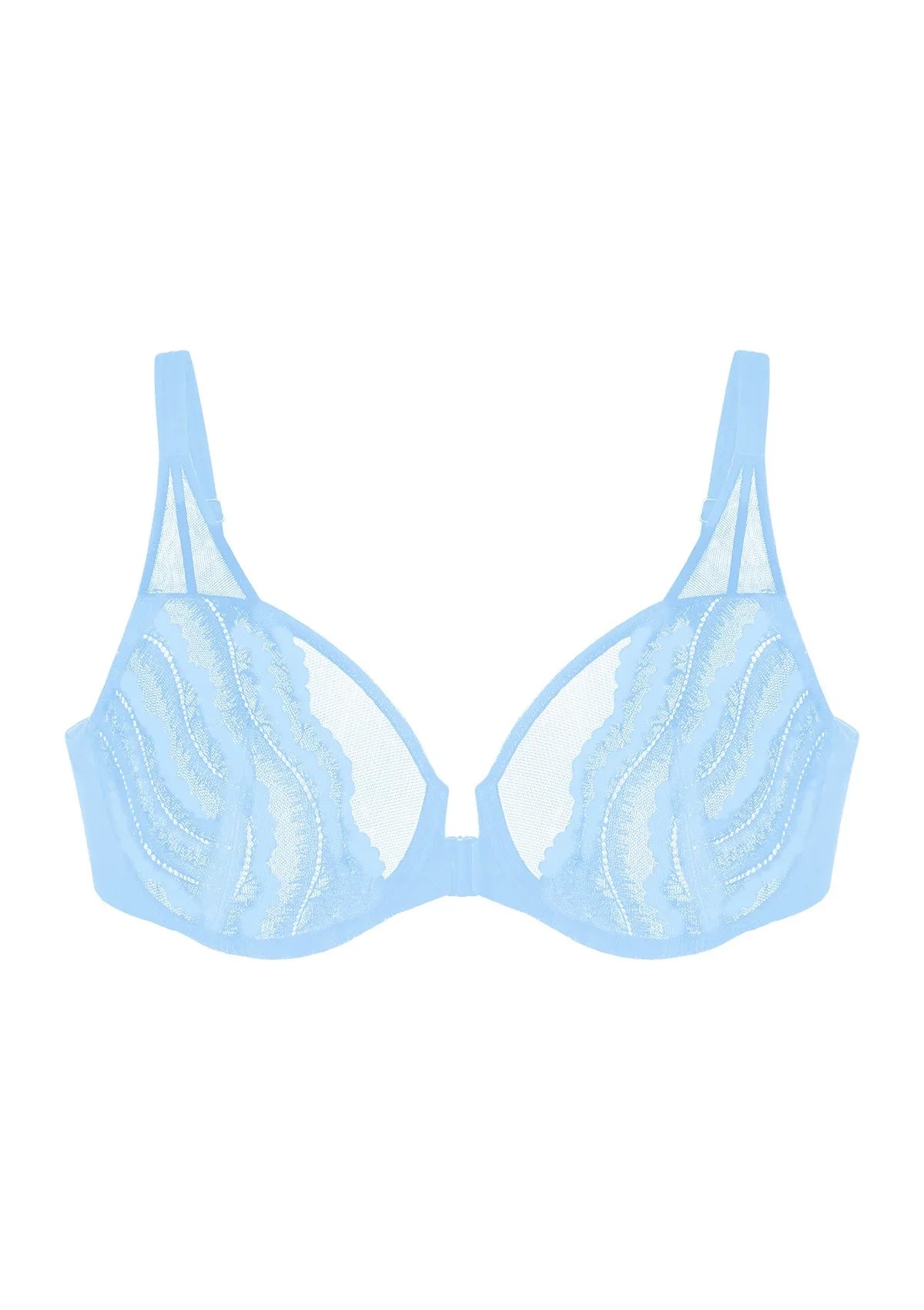 Aqua Passion Front-Close Unlined Lace Bra - HSIA