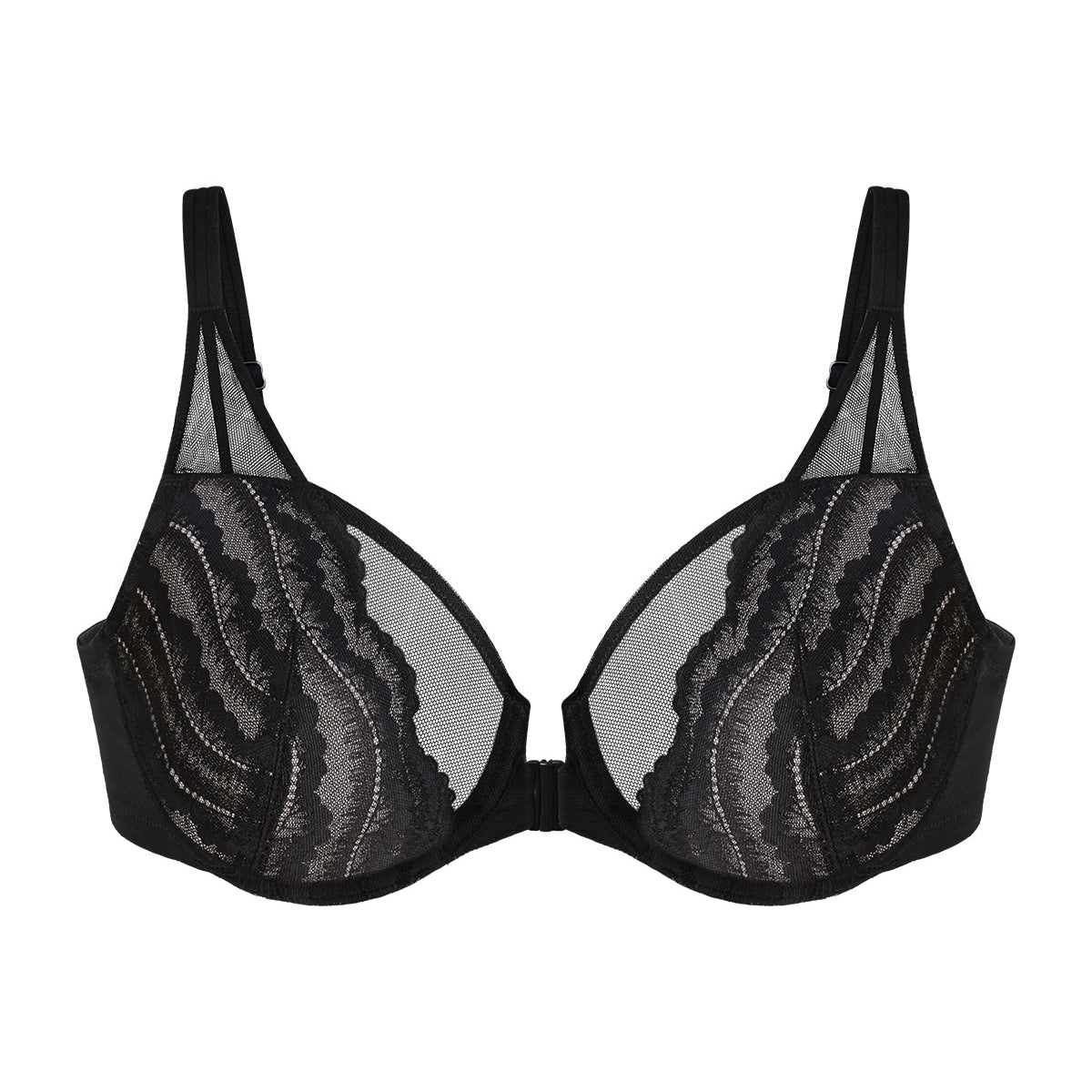 Aqua Passion Front-Close Unlined Lace Bra - HSIA