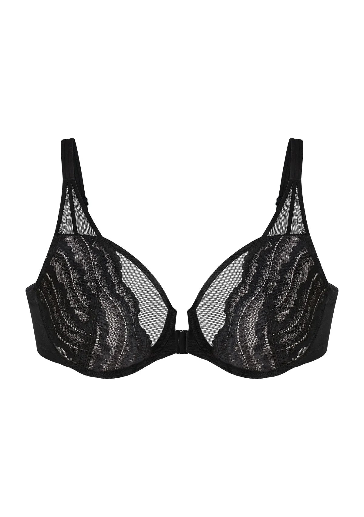 Aqua Passion Front-Close Unlined Lace Bra - HSIA