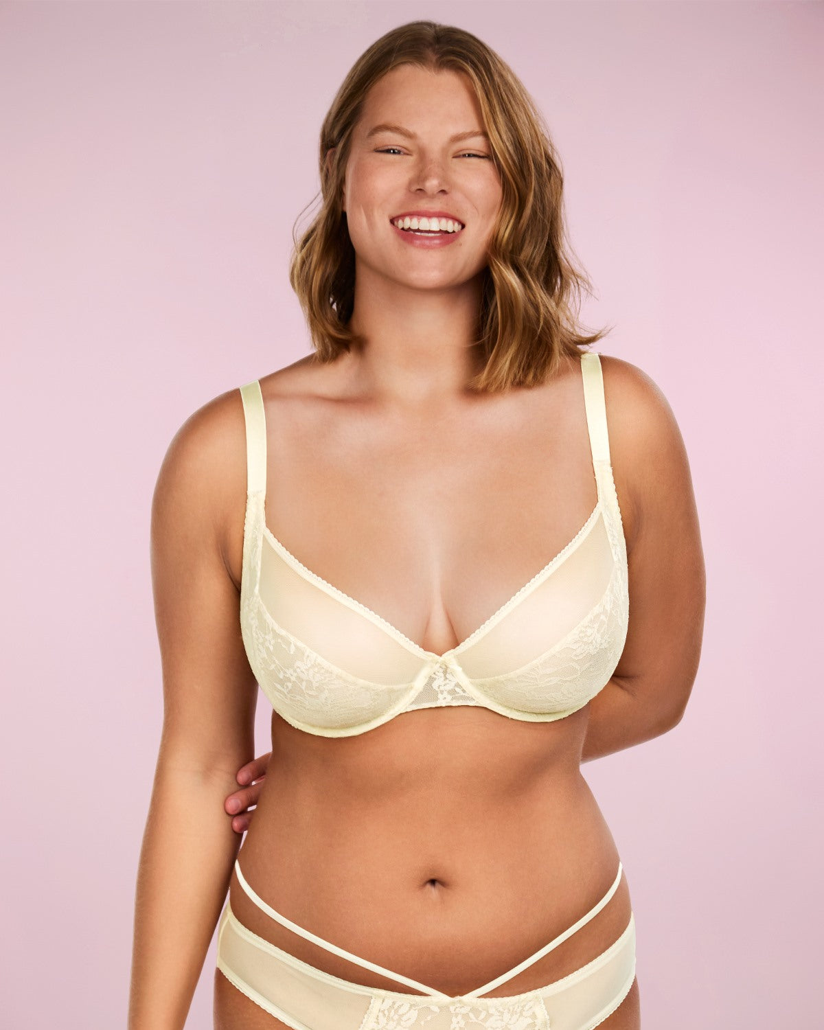 Azalea Champagne Lace Unlined Underwire Bra Set - HSIA