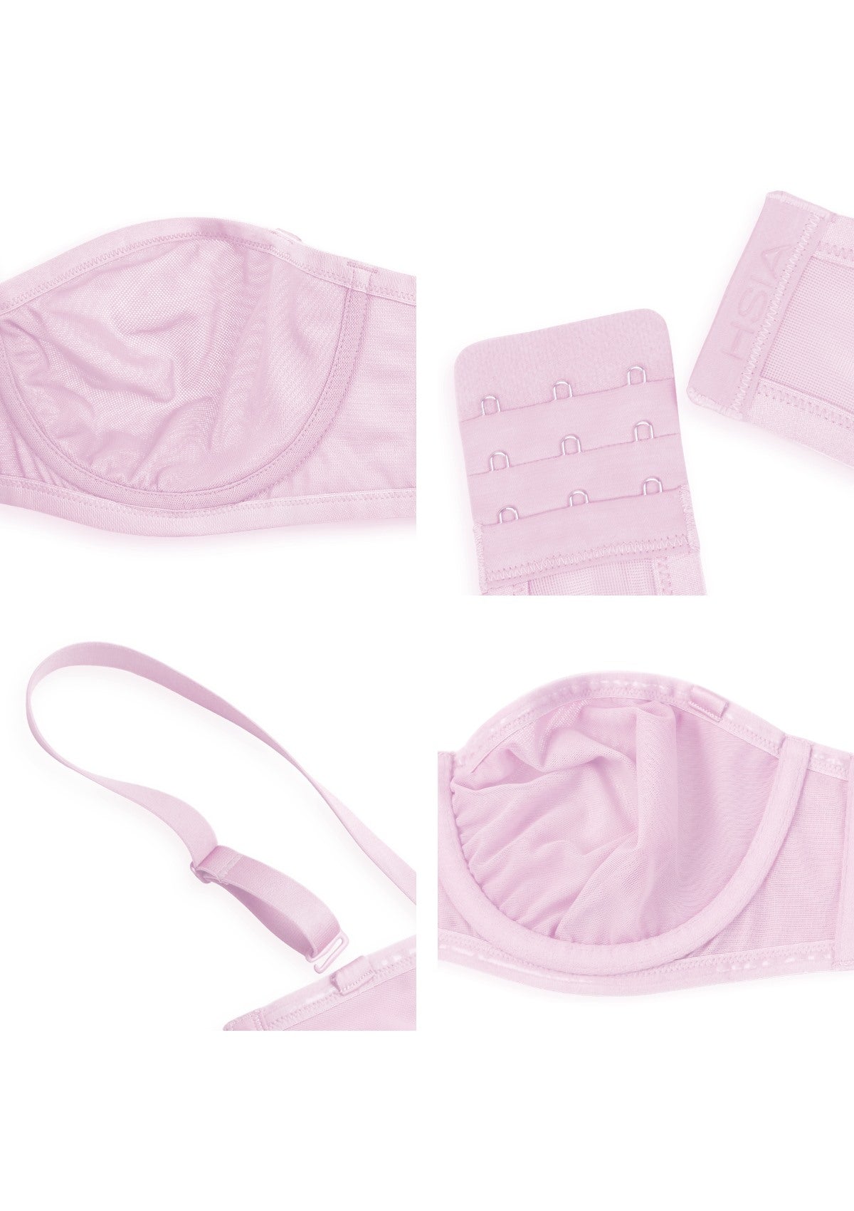 Bella Sheer Mesh Unlined Underwire Strapless Balconette Bra - HSIA