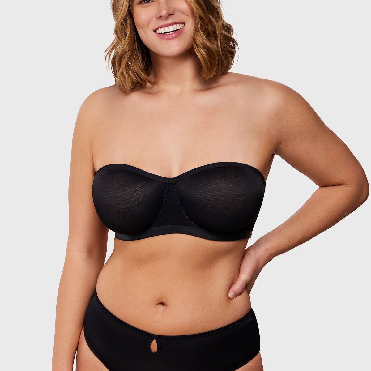Bella Sheer Mesh Unlined Underwire Strapless Balconette Bra - HSIA