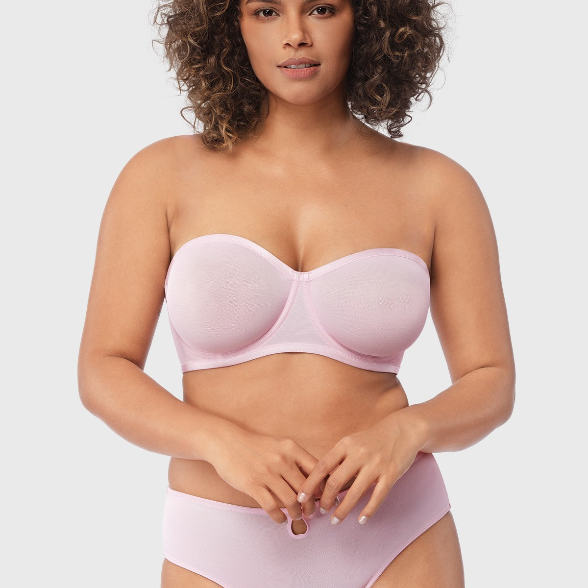 Bella Sheer Mesh Unlined Underwire Strapless Balconette Bra - HSIA