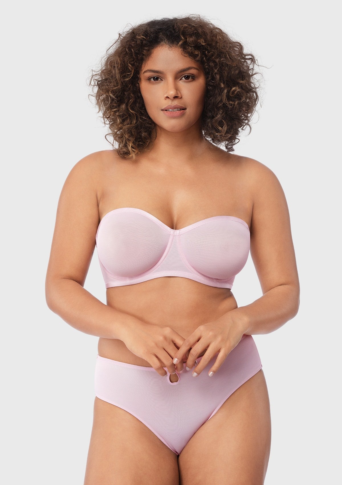 Bella Sheer Mesh Unlined Underwire Strapless Balconette Bra - HSIA