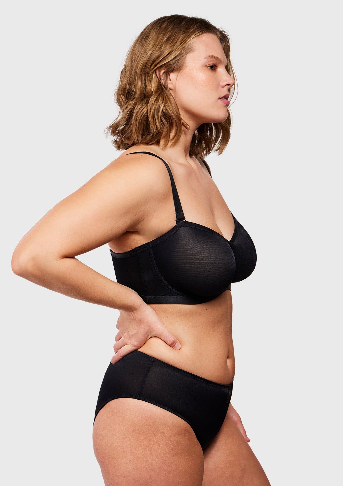 Bella Sheer Mesh Unlined Underwire Strapless Balconette Bra - HSIA