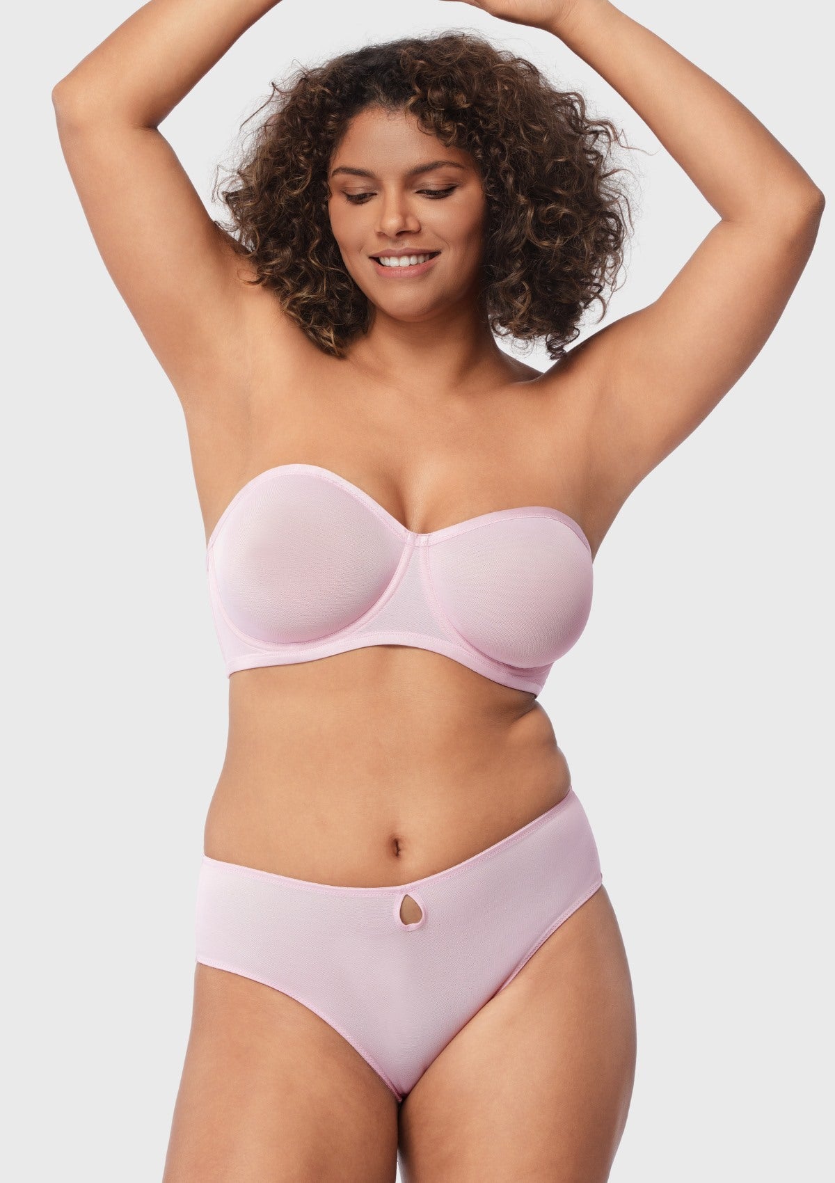 Bella Sheer Mesh Unlined Underwire Strapless Balconette Bra - HSIA