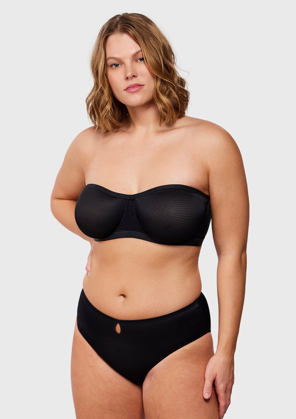 Bella Sheer Mesh Unlined Underwire Strapless Balconette Bra - HSIA