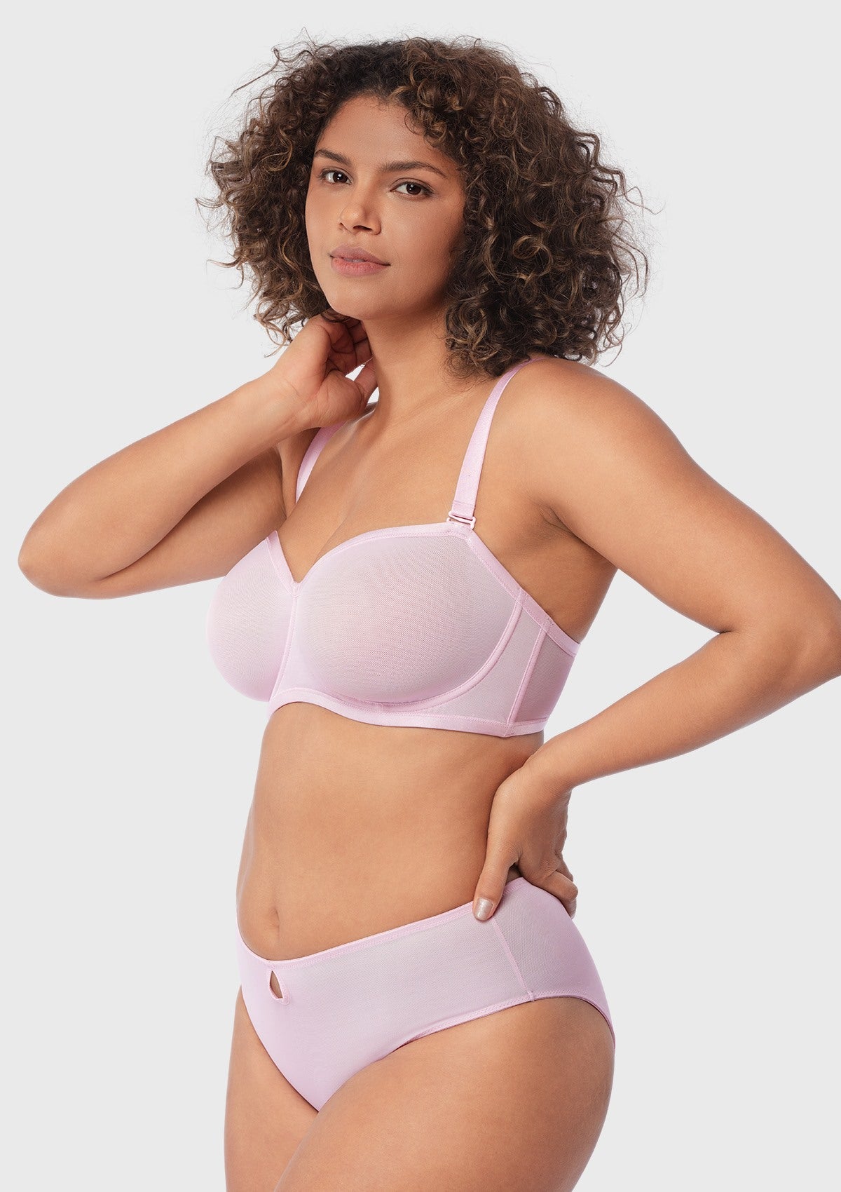 Bella Sheer Mesh Unlined Underwire Strapless Balconette Bra - HSIA