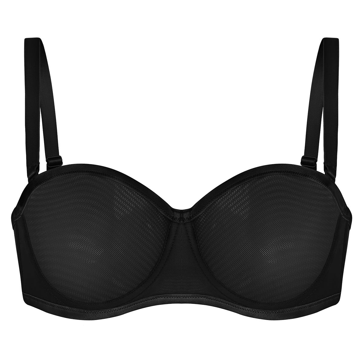 Bella Sheer Mesh Unlined Underwire Strapless Balconette Bra - HSIA