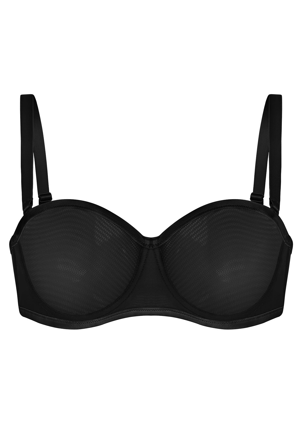 Bella Sheer Mesh Unlined Underwire Strapless Balconette Bra - HSIA