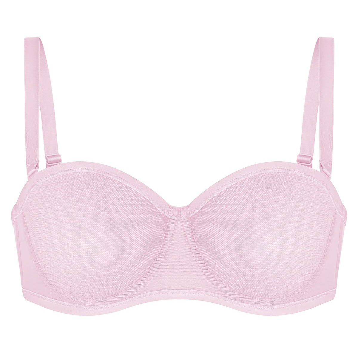 Bella Sheer Mesh Unlined Underwire Strapless Balconette Bra - HSIA