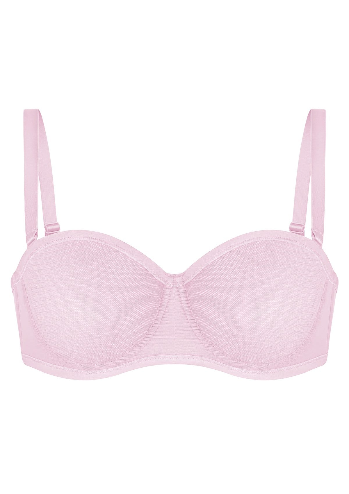 Bella Sheer Mesh Unlined Underwire Strapless Balconette Bra - HSIA