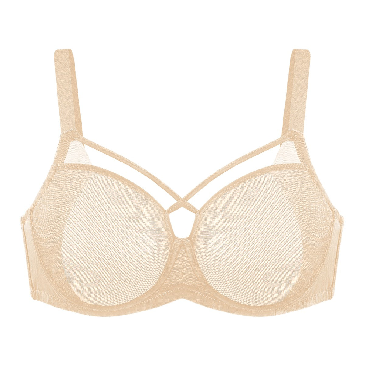 Billie Cross Front Strap Barbie Pink Smooth Sheer Mesh Underwire Bra - HSIA