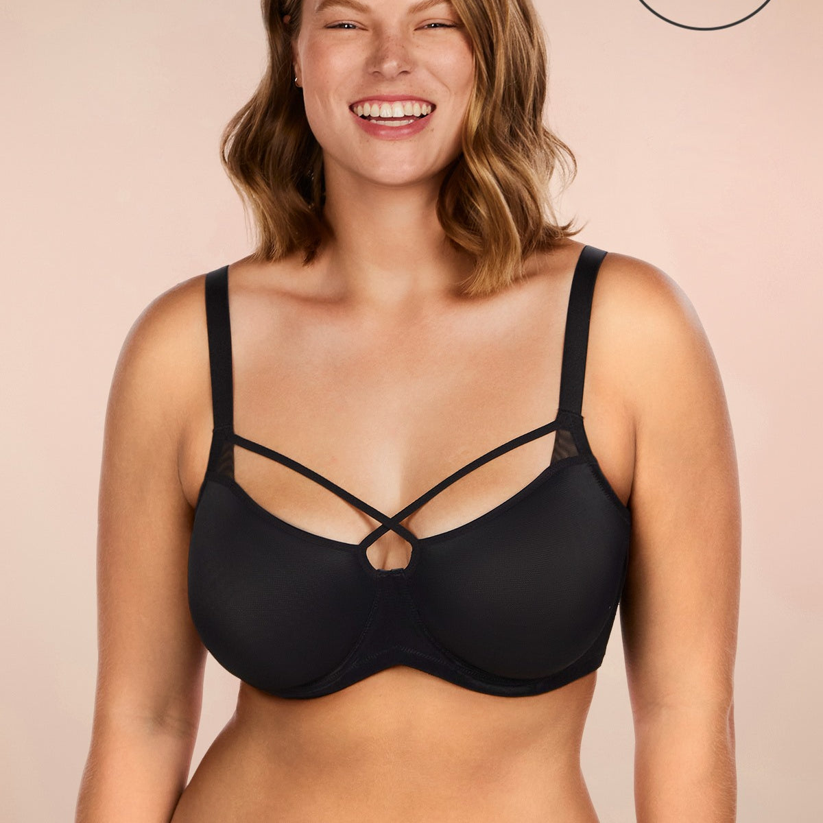 Billie Cross Front Strap Smooth Sheer Mesh Underwire Bra - HSIA