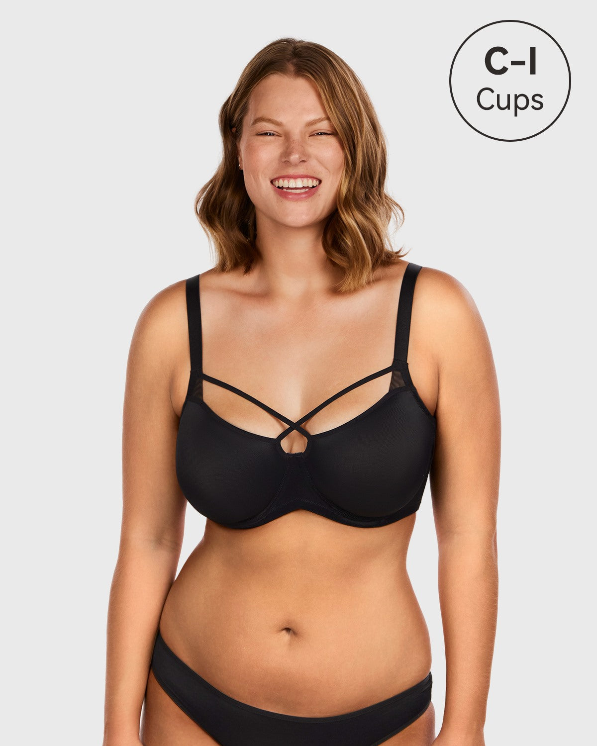 Billie Cross Front Strap Smooth Sheer Mesh Underwire Bra - HSIA