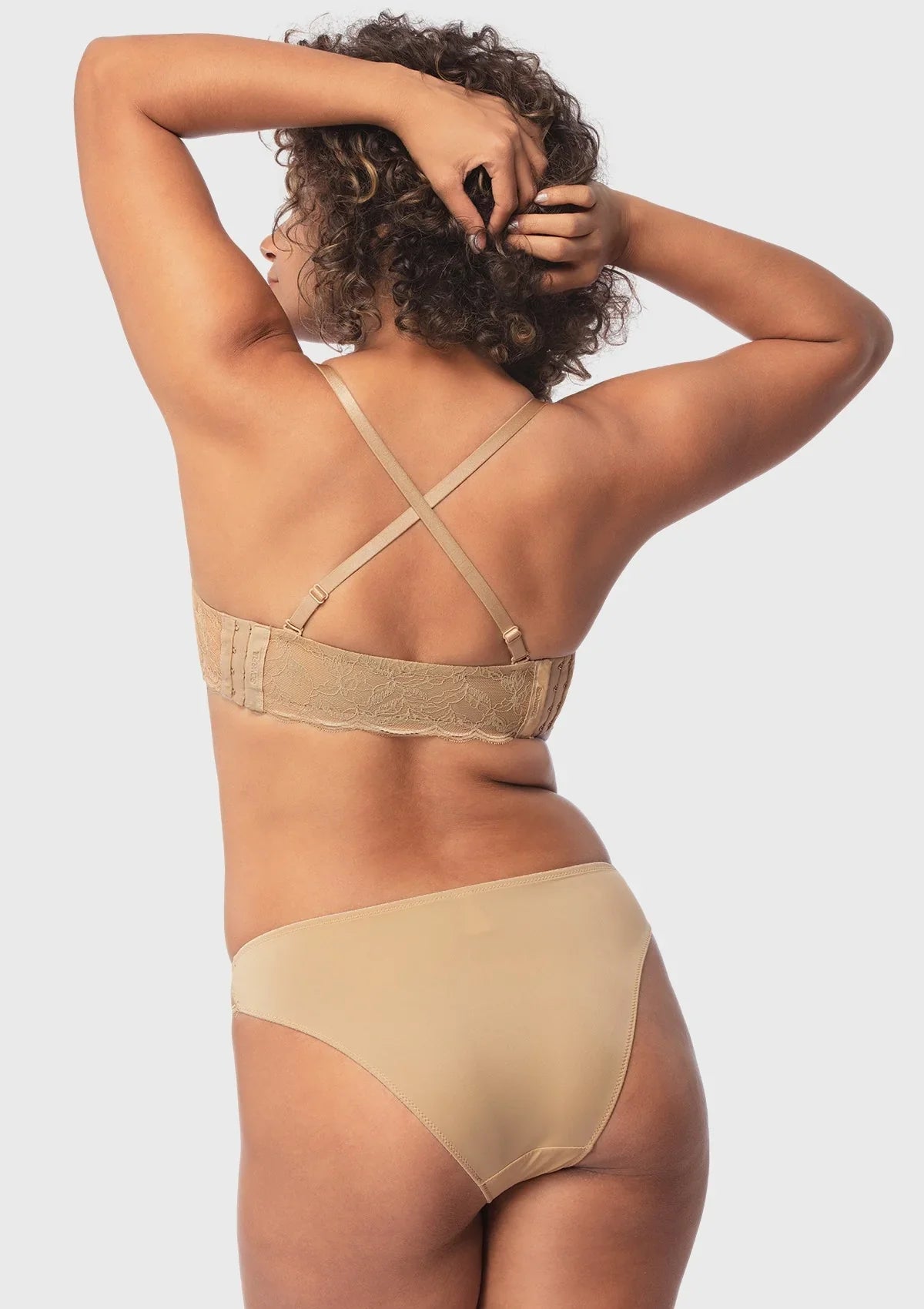 Blossom Mist Lace Trim Clear Back Strap Convertible Strapless Bra - HSIA